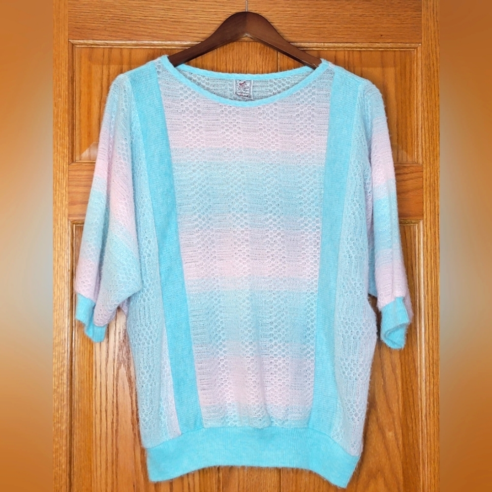 VTG 80's Cotton Candy Ms. Tops California Dolman Sweater SO soft US Sz M